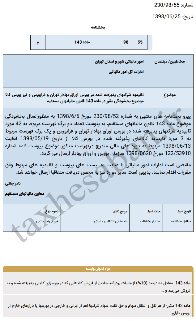 بخشنامه  230/98/55
